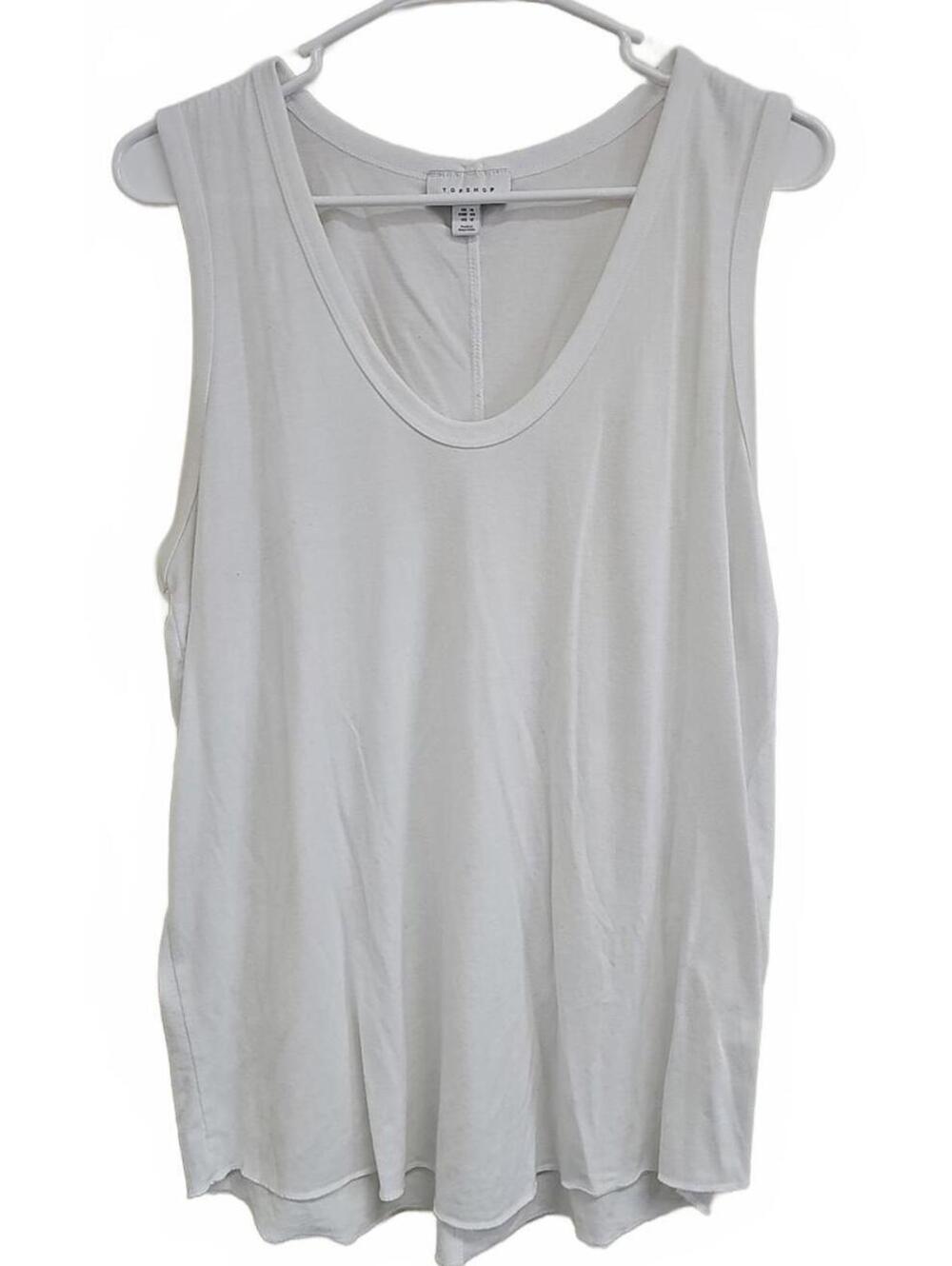 TOPSHOP White Cotton Tank Top Women's Size Large 12